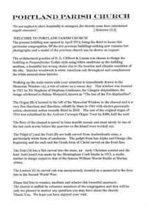 Portland Parish Church Visitors Guide front page thumbnail